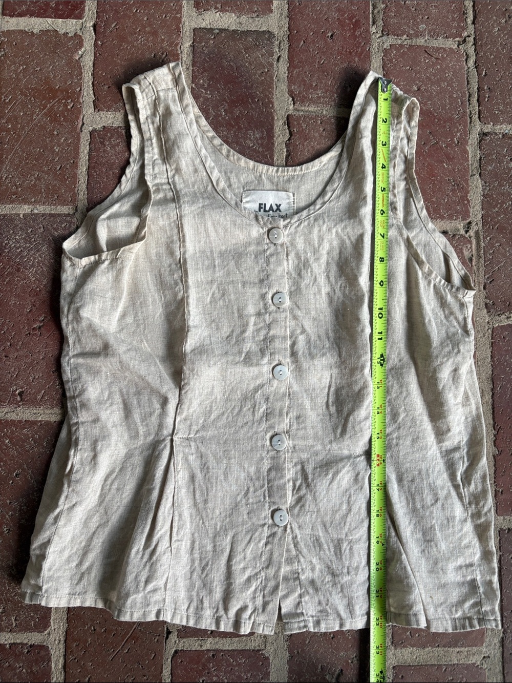 Flax Linen Sleevless Button Down Top - Picture 7 of 7